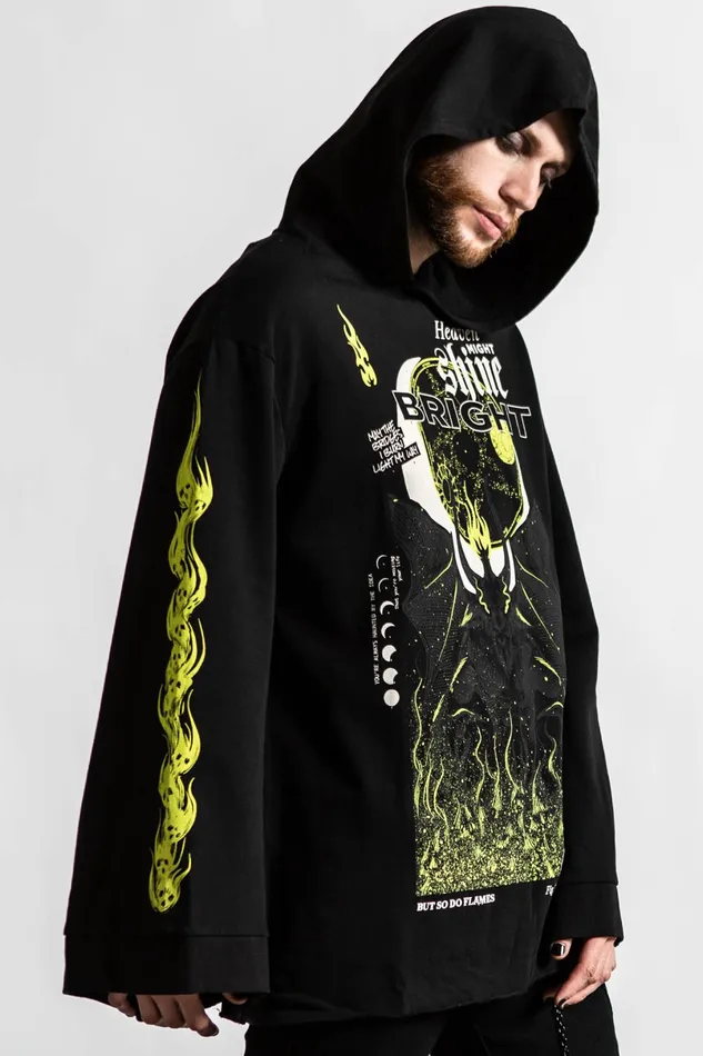 Killstar Long Sleeves Women Shine Bright Oversized Hood Top