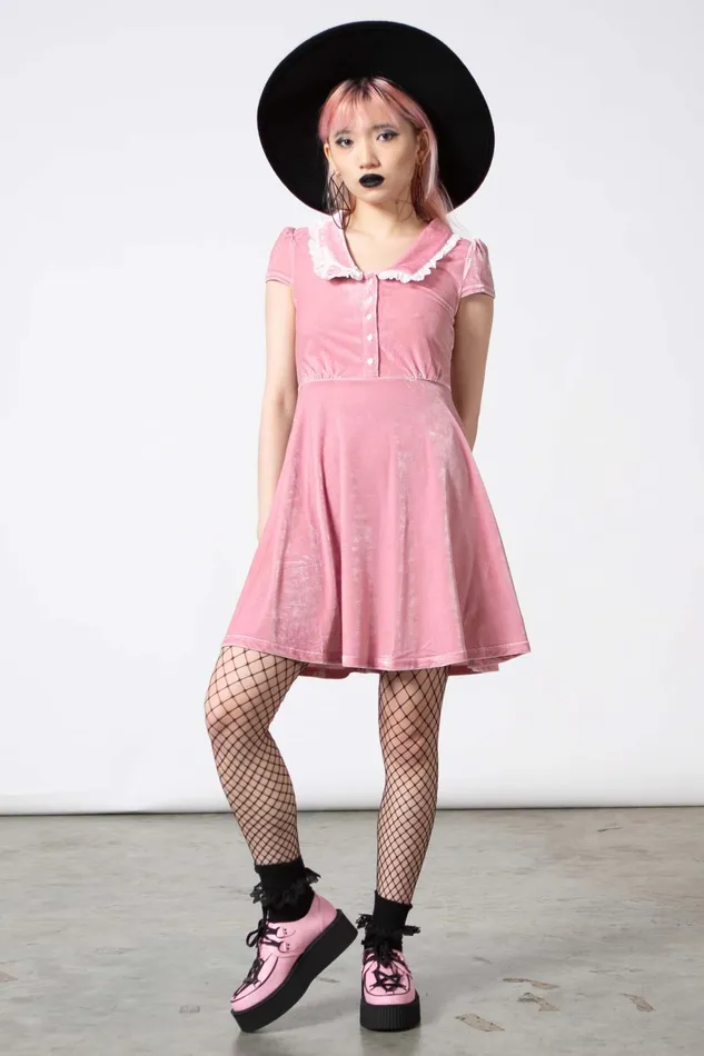 Killstar Party Women Every Mourning Collar Dress PASTEL PINK