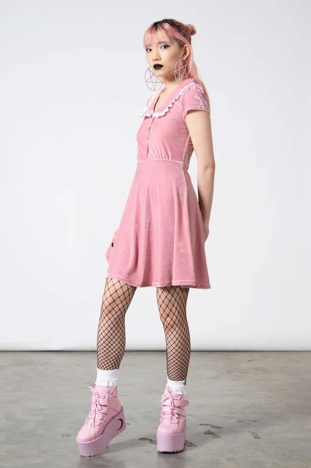 Killstar Party Women Every Mourning Collar Dress PASTEL PINK
