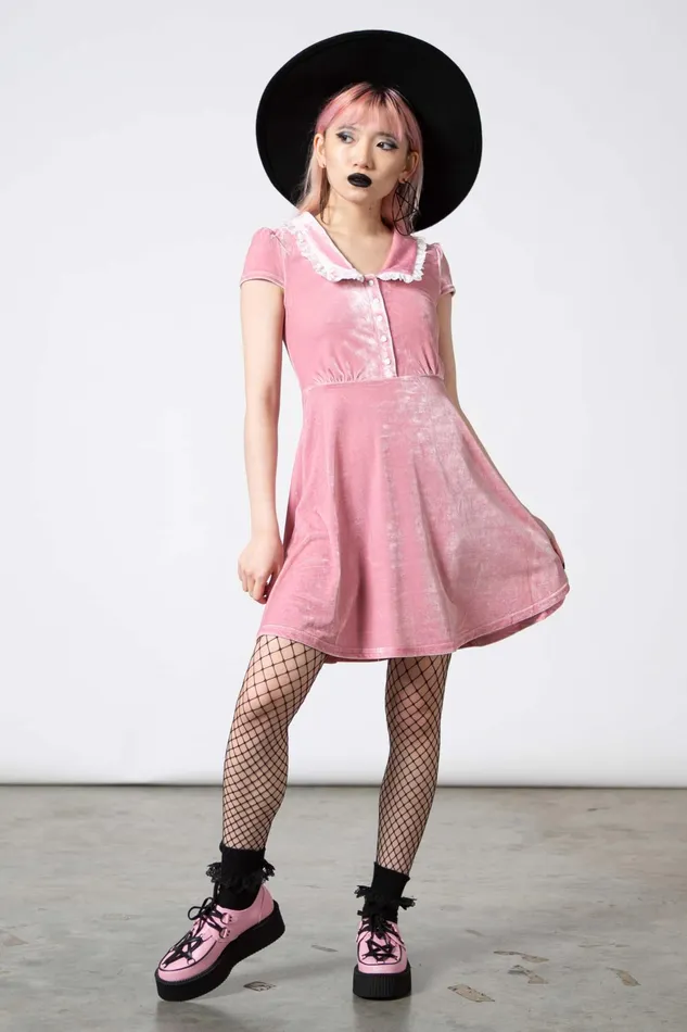 Killstar Party Women Every Mourning Collar Dress PASTEL PINK