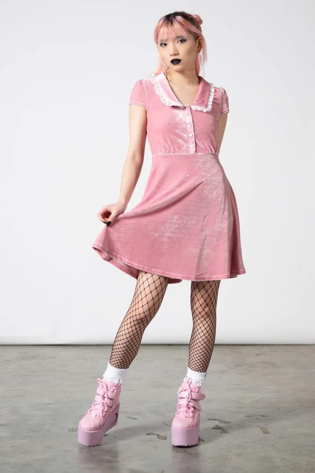 Killstar Party Women Every Mourning Collar Dress PASTEL PINK