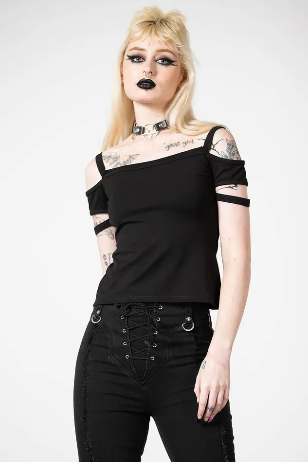 Killstar TShirts and Vests Women Huntly Bardot Top
