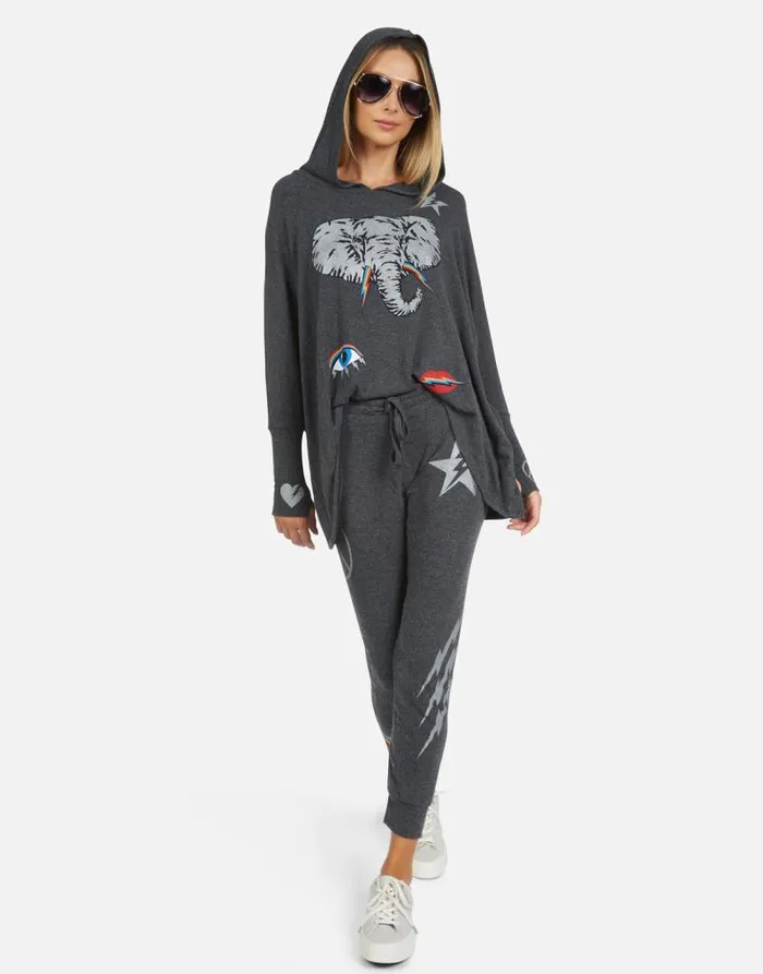 Kizzy Electric Elephant Elements Heather Black Women Lauren Moshi Long Sweatpants