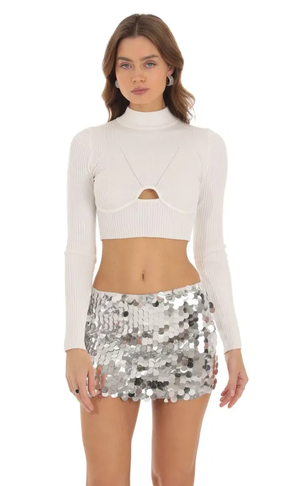 Knit Crop Top White Women LUCY IN THE SKY Tops