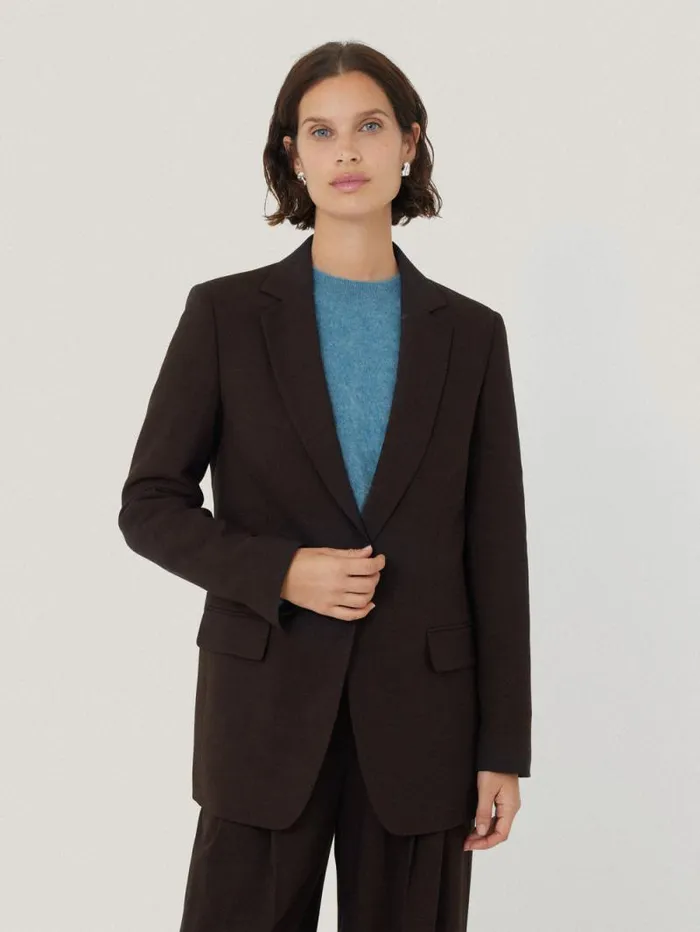 Knox Crosshatch Blazer Brown Women Jigsaw Suits and Tailoring