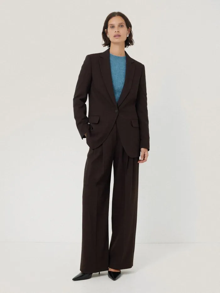 Knox Crosshatch Blazer Brown Women Jigsaw Suits and Tailoring
