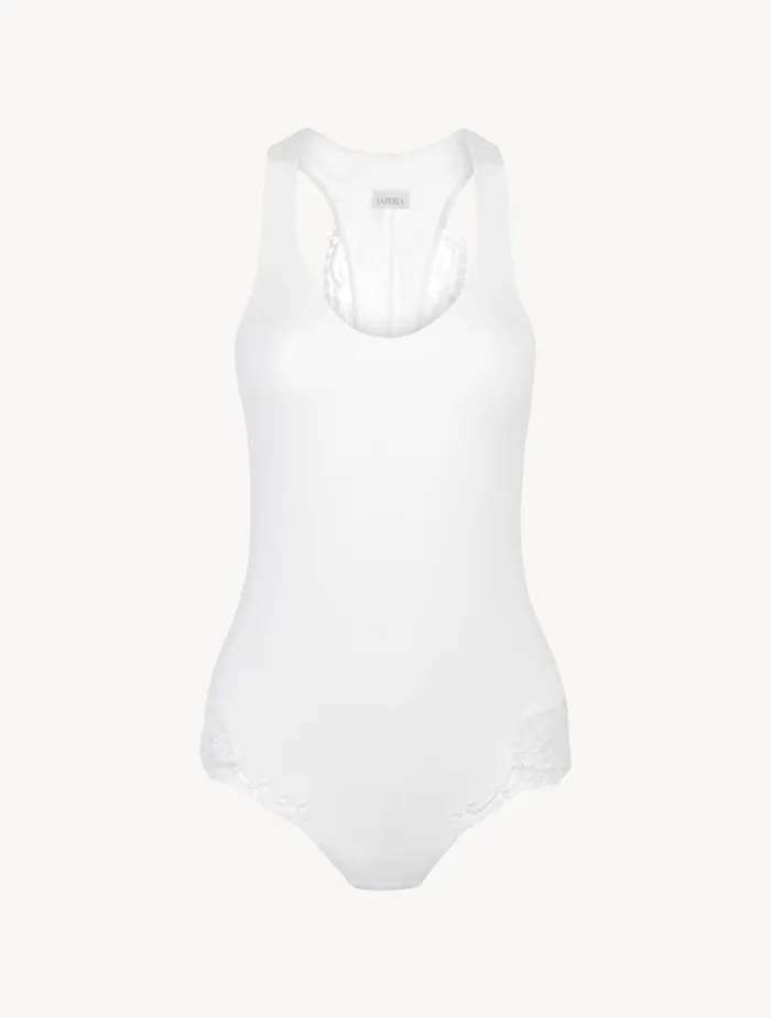 La Perla Luxury Cotton Bodysuit In White Women Bodysuits and Bustiers