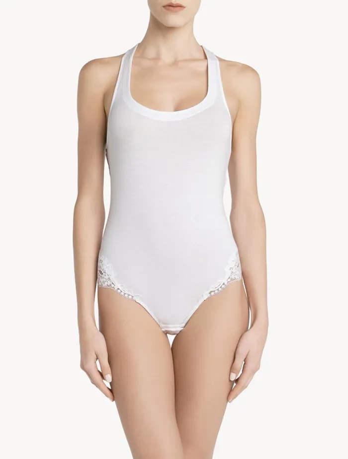La Perla Luxury Cotton Bodysuit In White Women Bodysuits and Bustiers