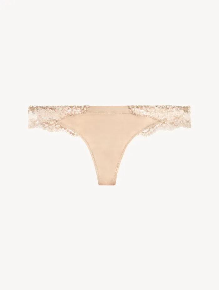 La Perla Luxury Cotton Thong In Nude Women G String and Thong