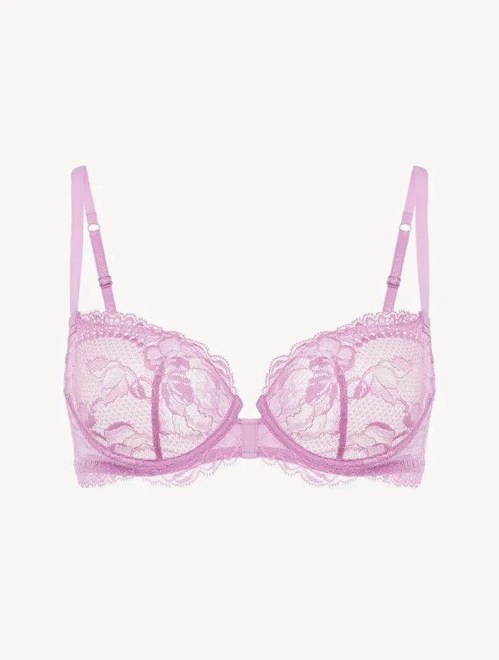 La Perla Luxury Lace Balconette Bra In Lilac Rose Women Balconette