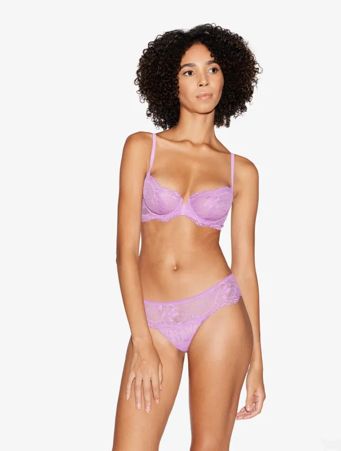 La Perla Luxury Lace Balconette Bra In Lilac Rose Women Balconette