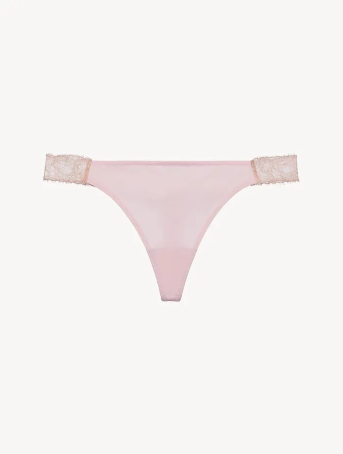 La Perla Luxury Lace Thong In Powder Pink And Sand Women G String and Thong