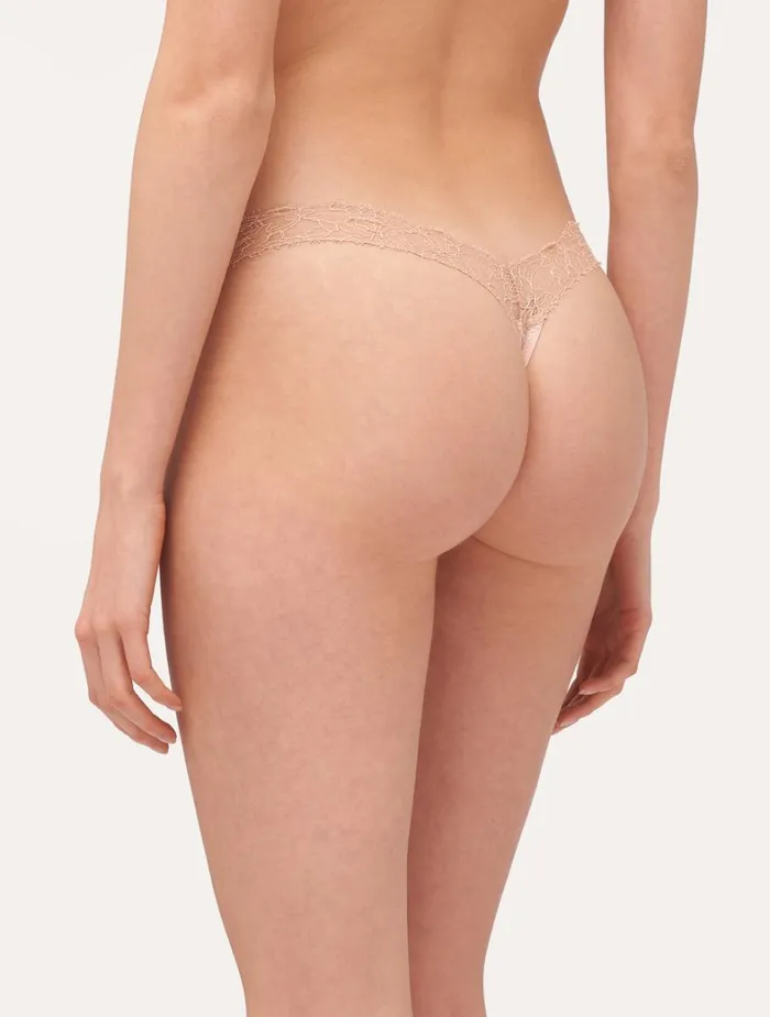 La Perla Luxury Lace Thong In Powder Pink And Sand Women G String and Thong