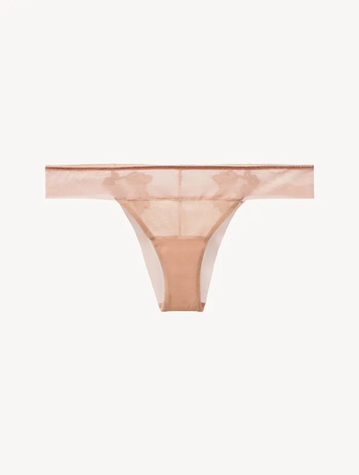 La Perla Luxury Stretch Tulle Brazilian Panties In Sand Women Brazilian