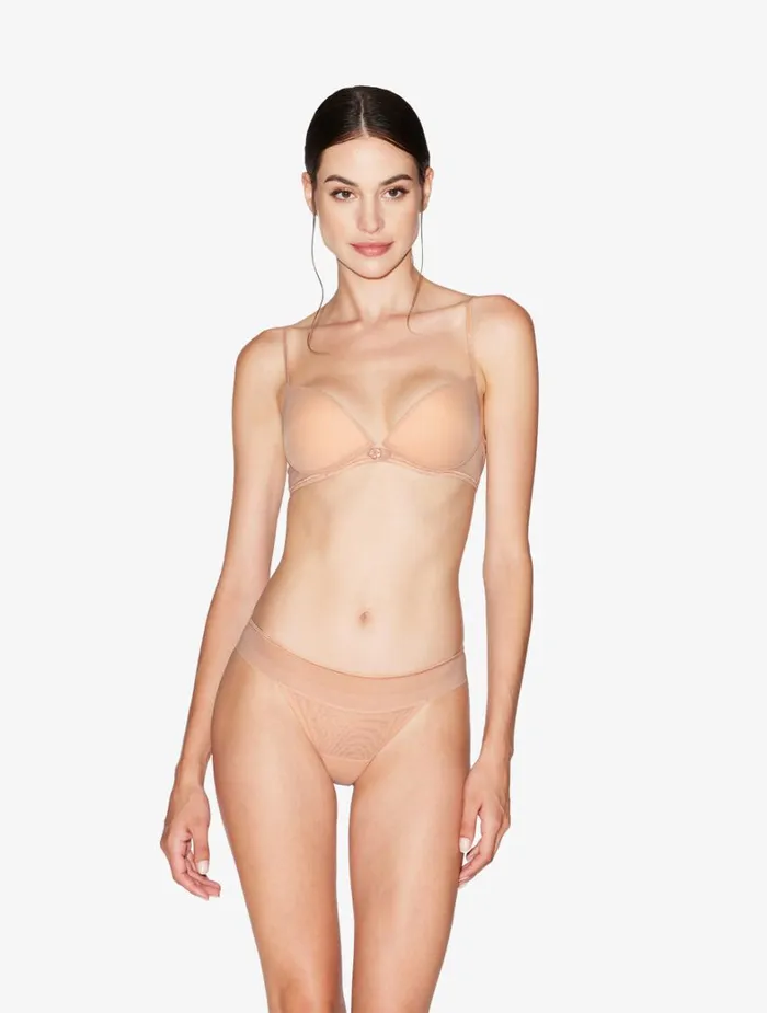 La Perla Luxury Stretch Tulle Brazilian Panties In Sand Women Brazilian