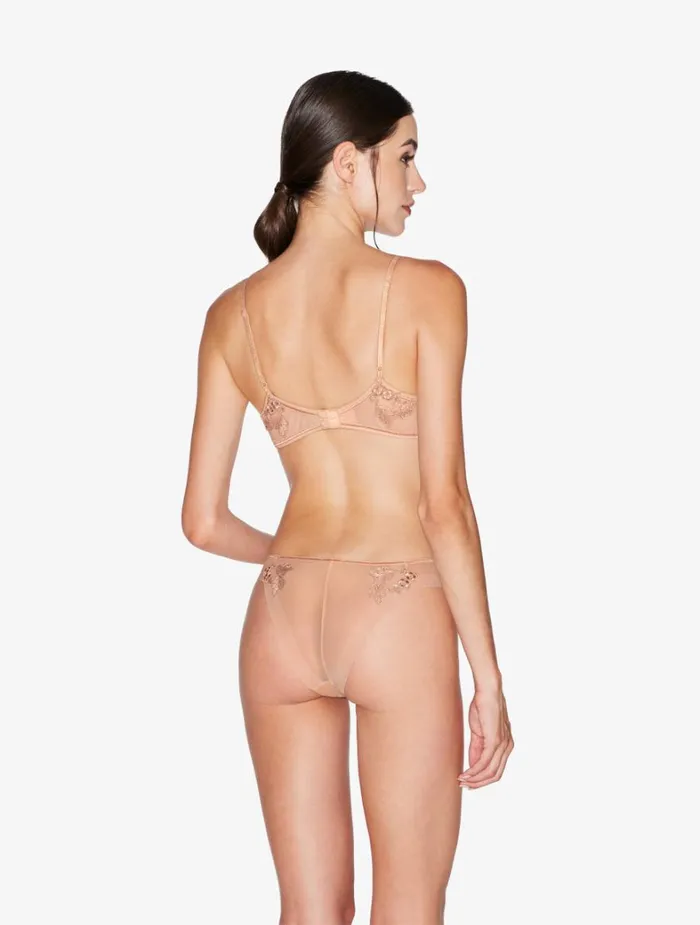 La Perla Luxury Stretch Tulle Brazilian Panties In Sand Women Brazilian
