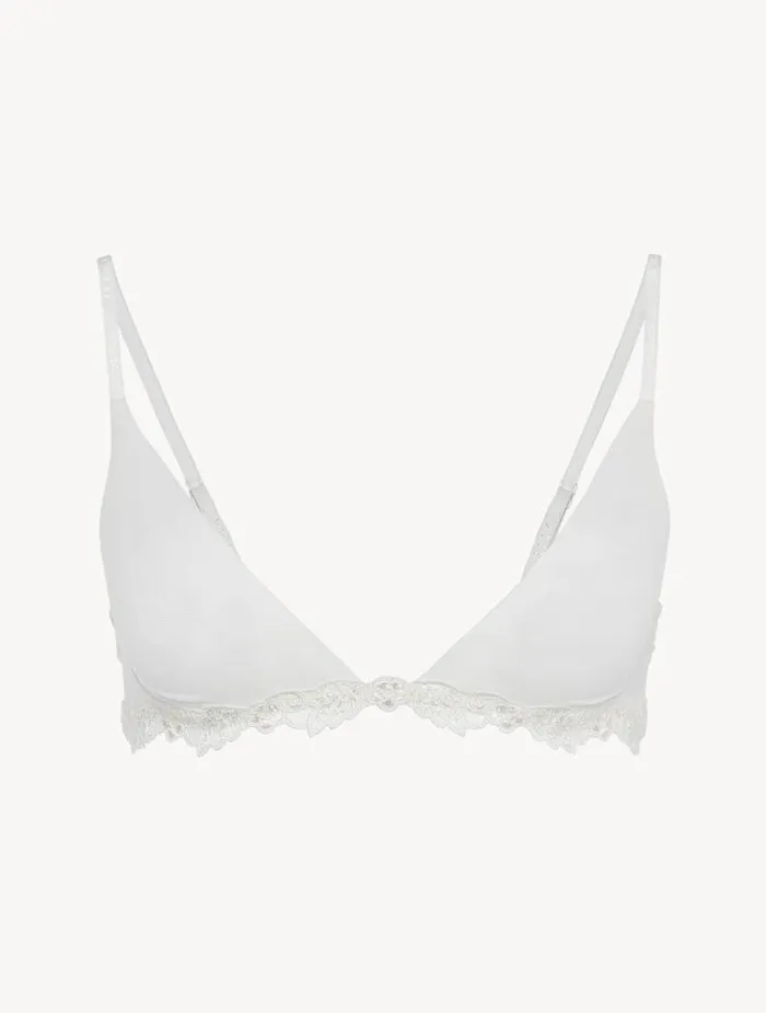 La Perla Luxury Stretch Tulle Triangle Bra In OffWhite Women Triangle