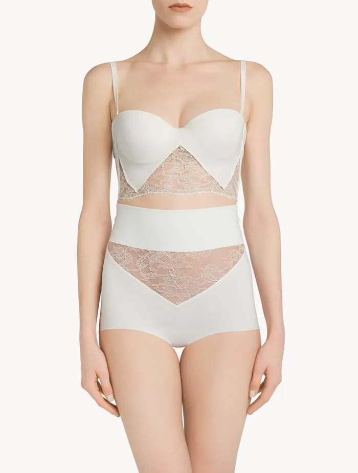 La Perla Lycra Control Fit HighWaisted Panties In White and Lace Women Highwaist La Perla Lycra Control Fit HighWaisted Panties In White and Lace Women Highwaist