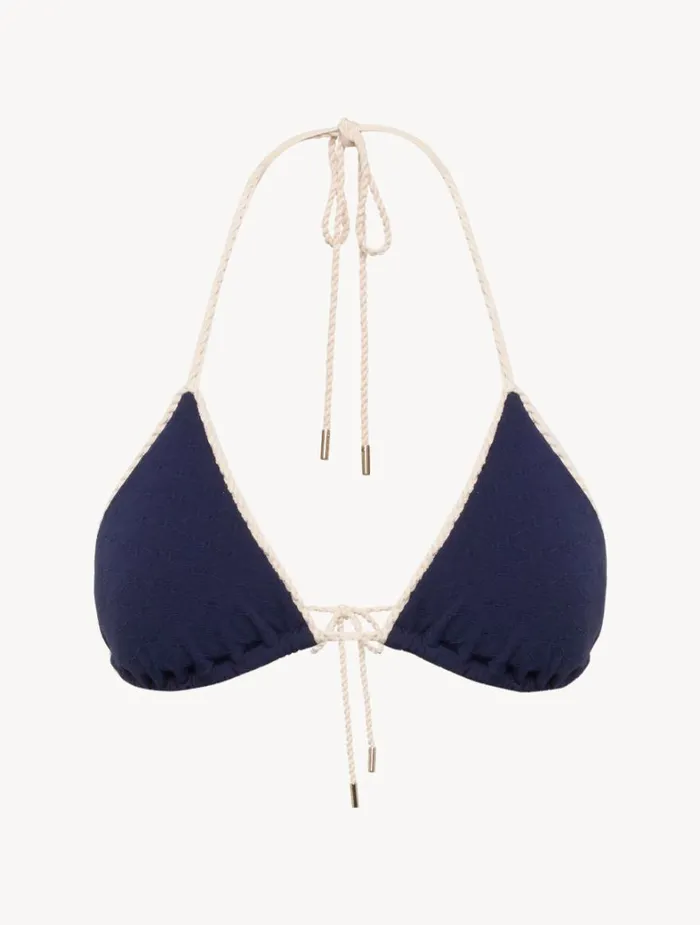 La Perla Monogram Triangle Bikini Top In Navy Women Bikinis