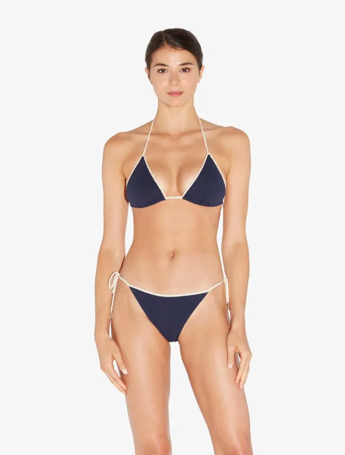 La Perla Monogram Triangle Bikini Top In Navy Women Bikinis
