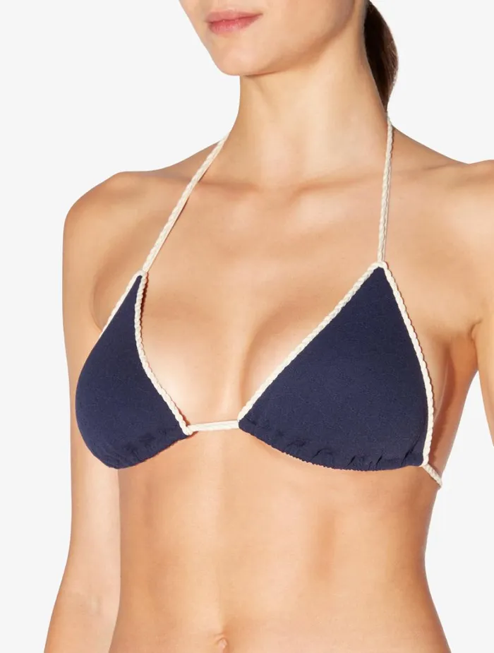 La Perla Monogram Triangle Bikini Top In Navy Women Bikinis