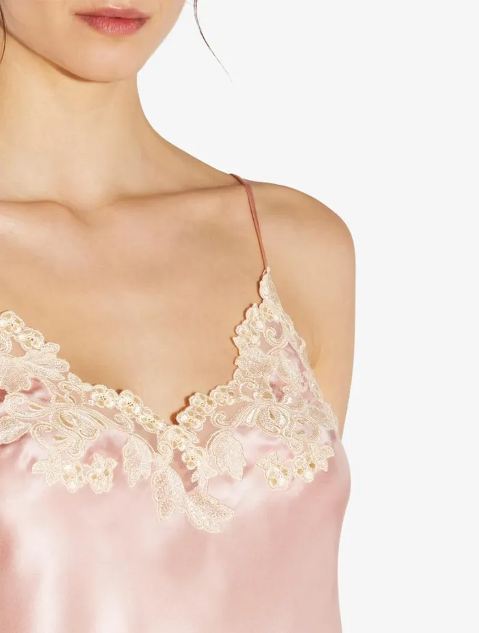 La Perla Pink Silk Slip Dress With Frastaglio Women Slips and Dresses