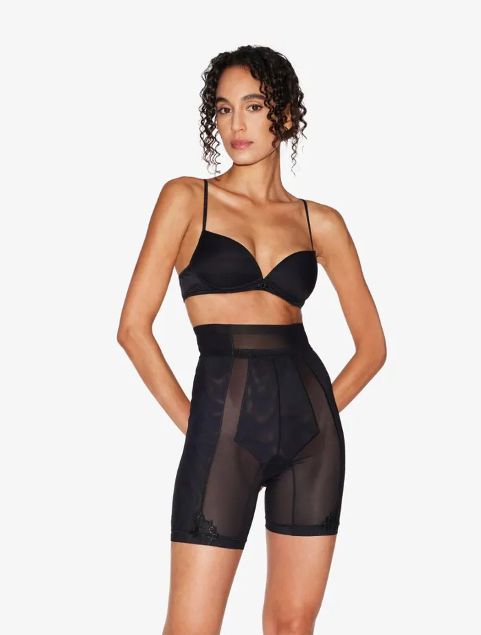 La Perla Shorts In Black Stretch Tulle Women Hipster