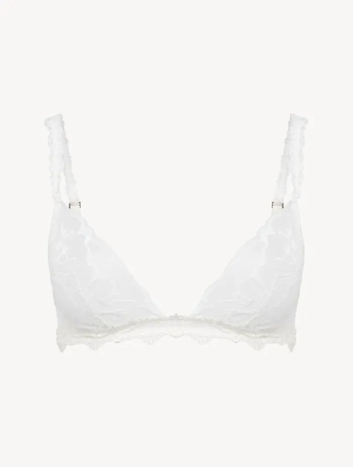 La Perla Soft Triangle Bra In Off White With Leavers Lace Women Triangle