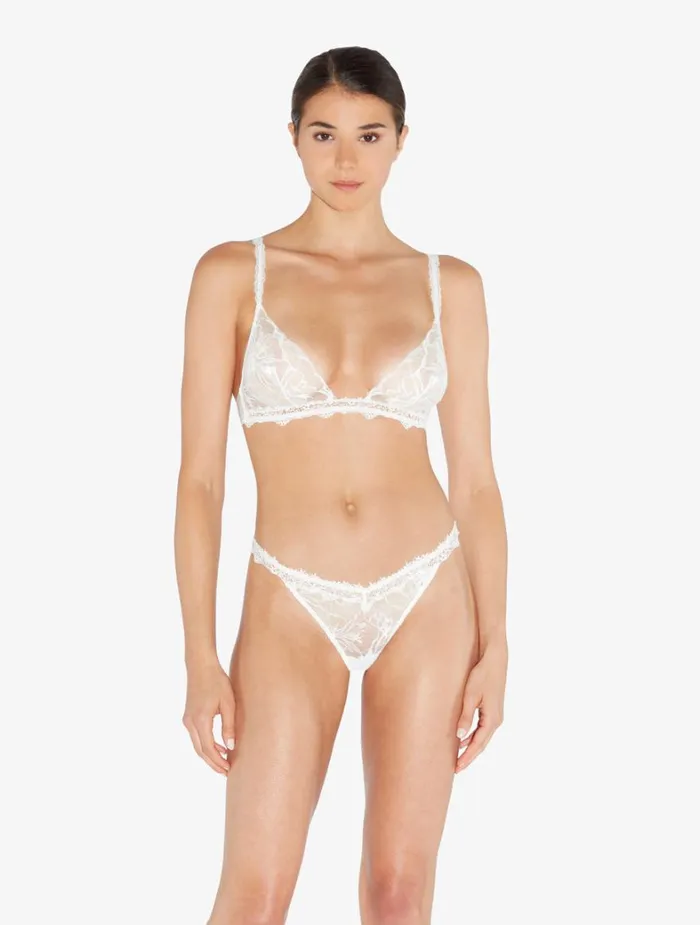 La Perla Soft Triangle Bra In Off White With Leavers Lace Women Triangle