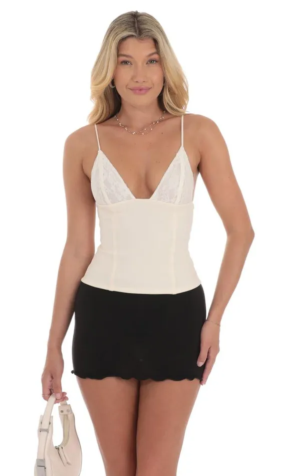 Lace Cup Top Cream Women LUCY IN THE SKY Tops