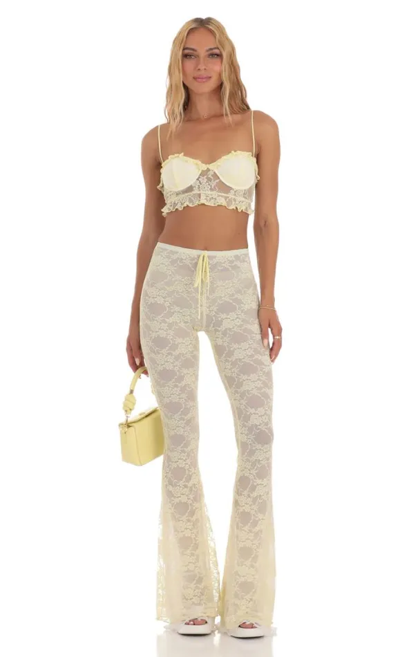 Lace Three Piece Set Yellow Women LUCY IN THE SKY Pants