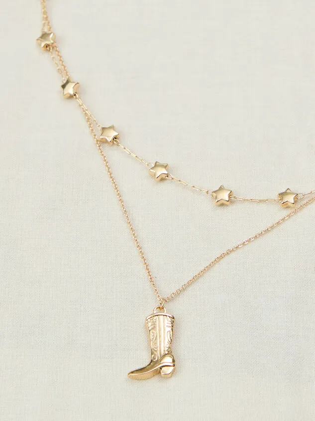 Layered Star And Cowboy Boot Necklace Gold Women Altar039d State Necklaces