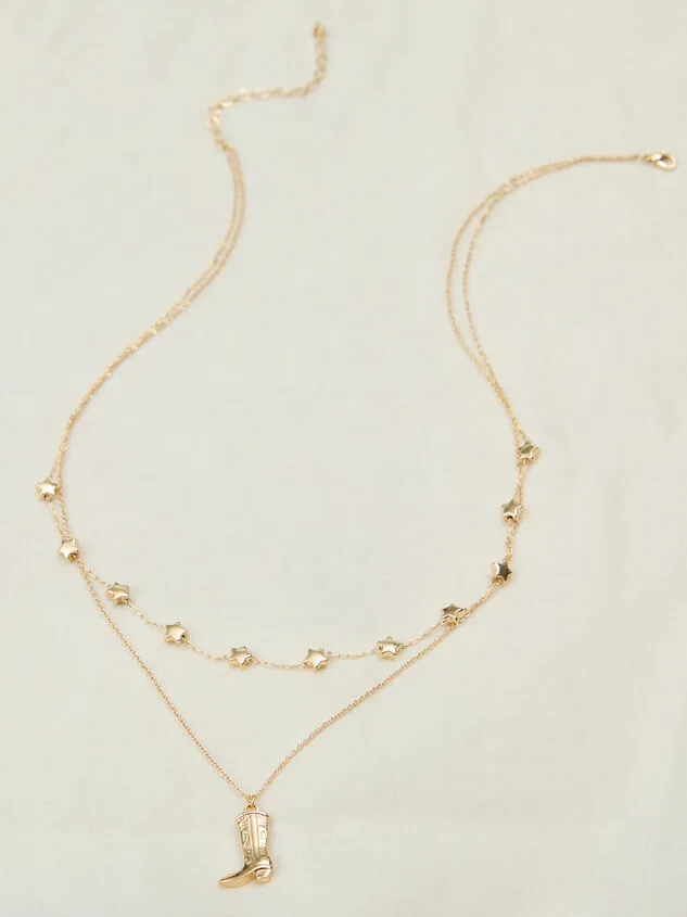 Layered Star And Cowboy Boot Necklace Gold Women Altar039d State Necklaces Layered Star And Cowboy Boot Necklace Gold Women Altar039d State Necklaces