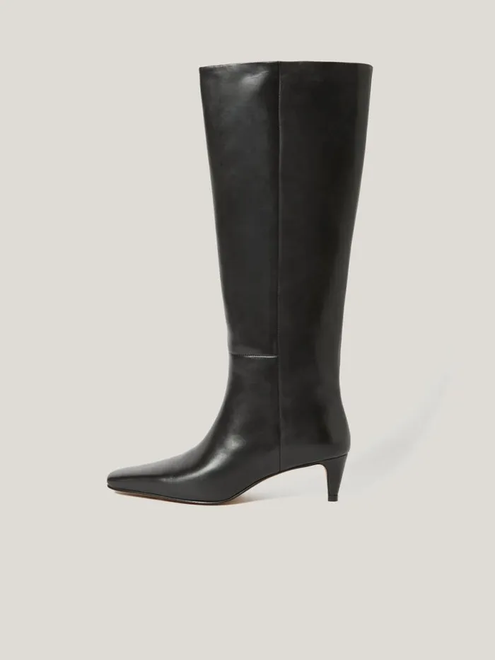 Leather Bobbi Knee High Boot Black Women Jigsaw Boots