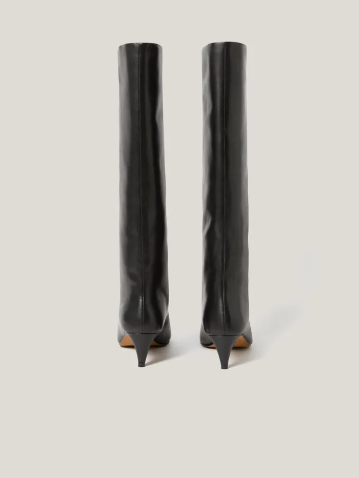 Leather Bobbi Knee High Boot Black Women Jigsaw Boots