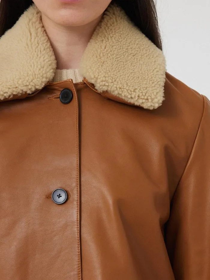 Leather Cropped Jacket Ginger Women Jigsaw Coats and Jackets