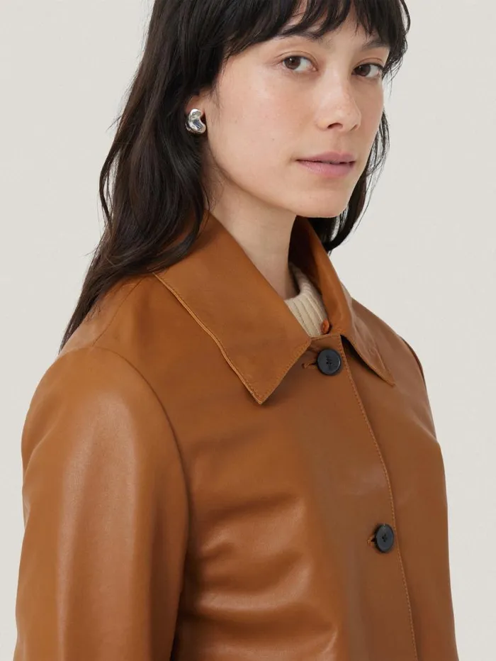 Leather Cropped Jacket Ginger Women Jigsaw Coats and Jackets
