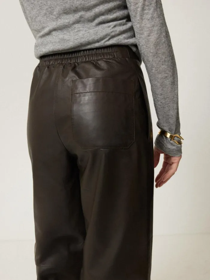 Leather Flat Front Trouser Dark Olive Women Jigsaw Trousers
