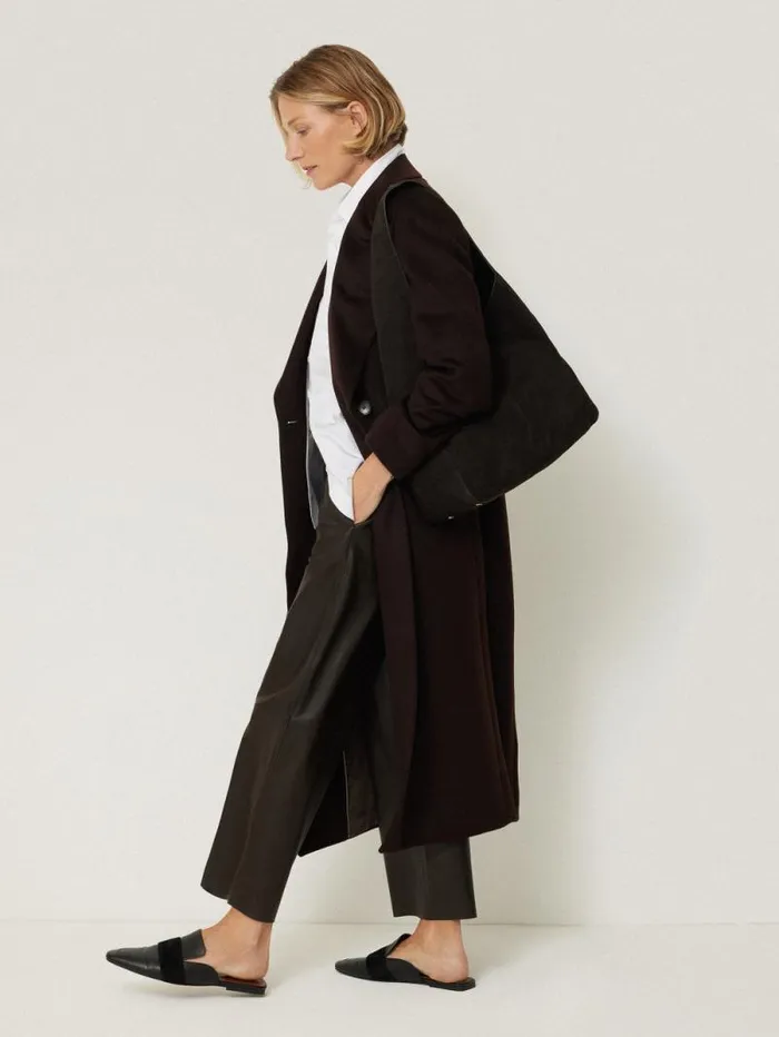 Leather Flat Front Trouser Dark Olive Women Jigsaw Trousers