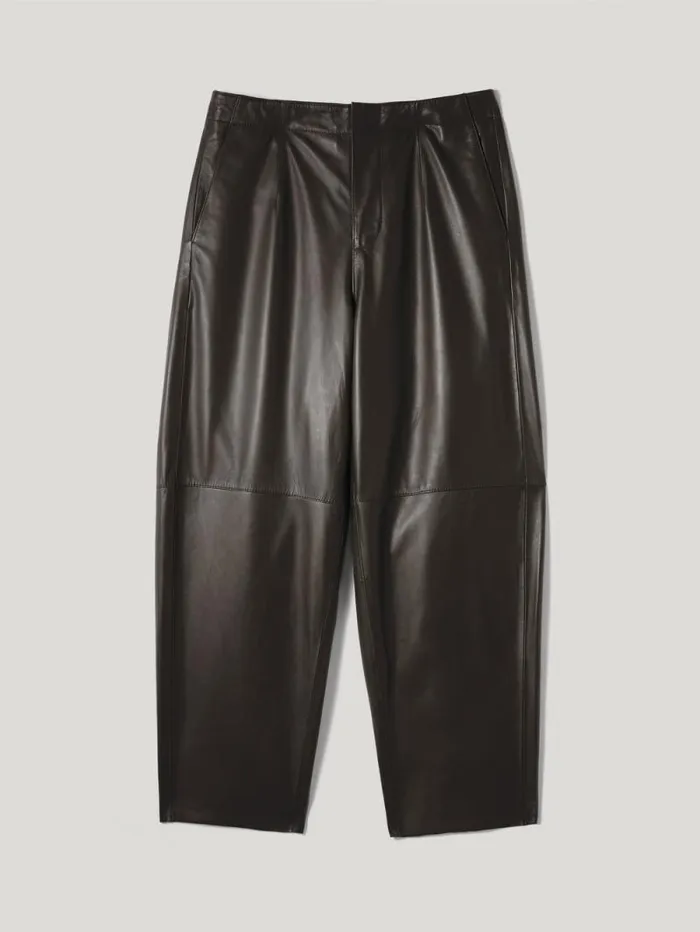 Leather Flat Front Trouser Dark Olive Women Jigsaw Trousers
