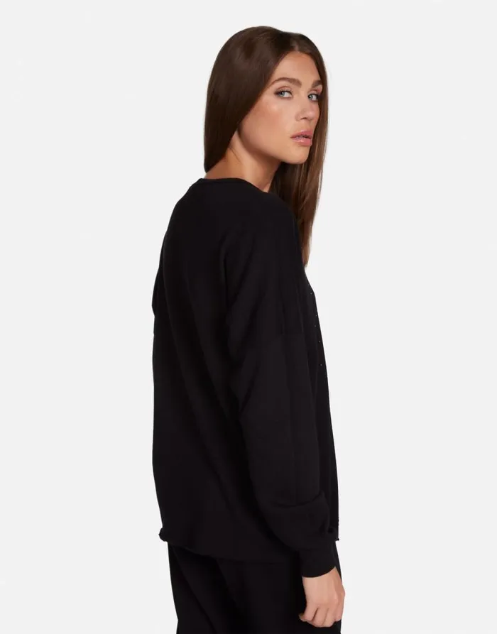 Lee Def Leppard Truck W Crystals Black Women Lauren Moshi Long Sleeve