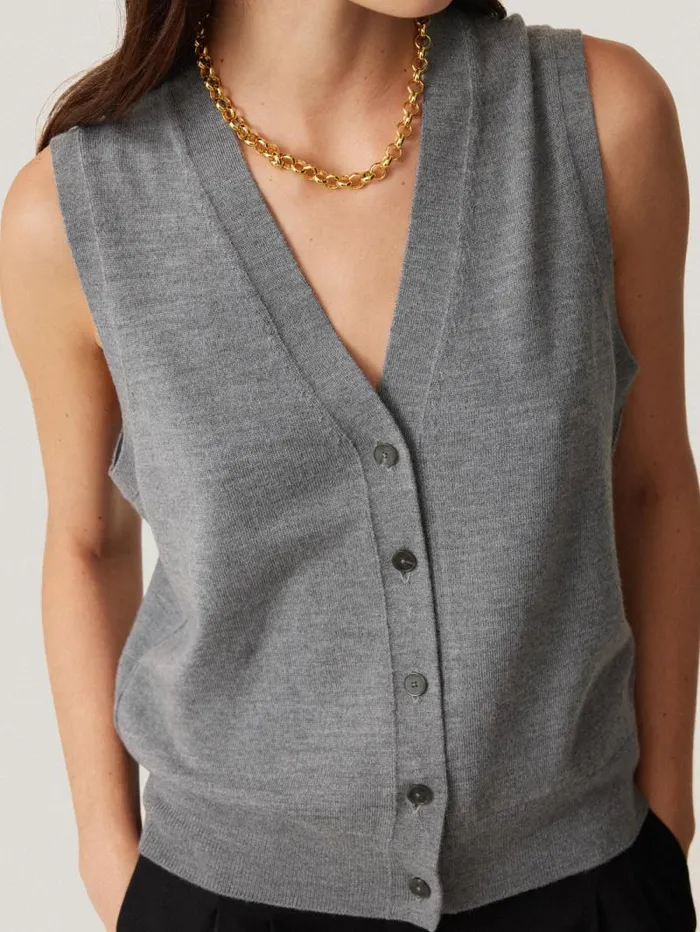 Lightweight Merino Waistcoat Grey Women Jigsaw Shirts and Tops