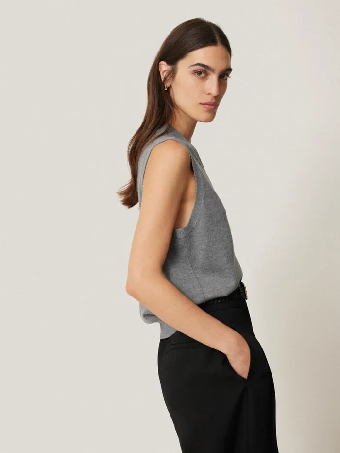 Lightweight Merino Waistcoat Grey Women Jigsaw Shirts and Tops