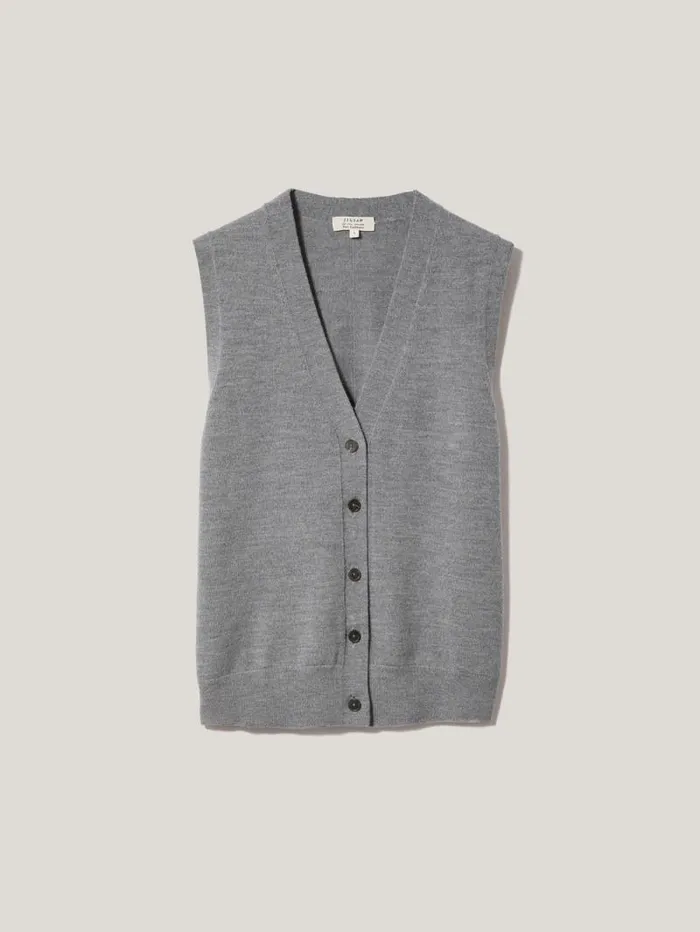 Lightweight Merino Waistcoat Grey Women Jigsaw Shirts and Tops