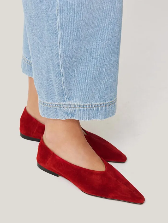 Linnie Flat Pointed Ballerina Red Women Jigsaw Flats