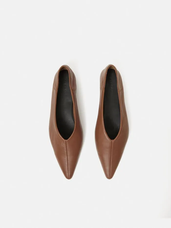 Linnie Flat Pointed Ballerina Tan Women Jigsaw Flats