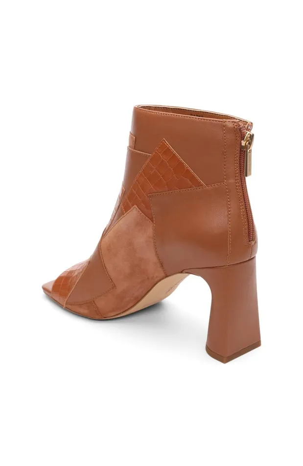 Liverpool Los Angeles Boots PARK BOOTIE MULTI LEATHER PATCHWORK OPEN TOE Luggage 8211 Womens