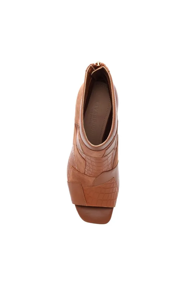 Liverpool Los Angeles Boots PARK BOOTIE MULTI LEATHER PATCHWORK OPEN TOE Luggage 8211 Womens