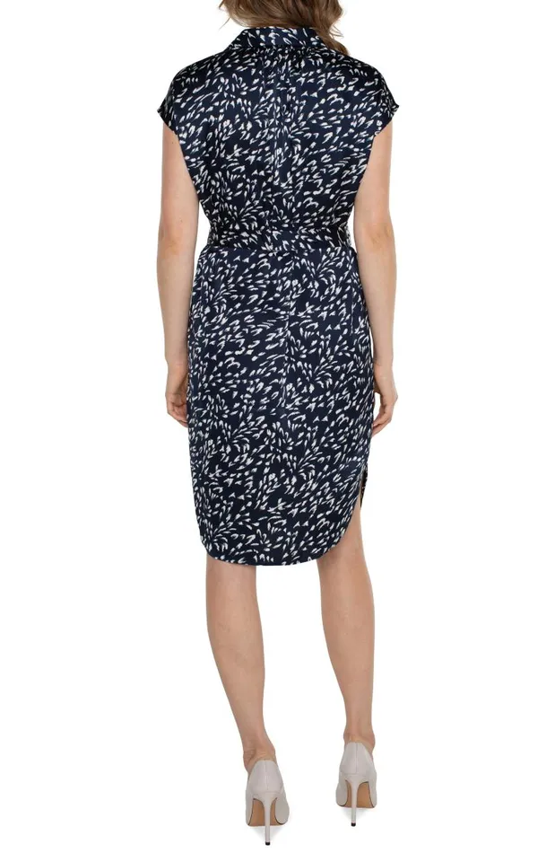 Liverpool Los Angeles Dresses BUTTON FRONT DRESS WITH SELF TIE BELT Navy Multi 8211 Womens