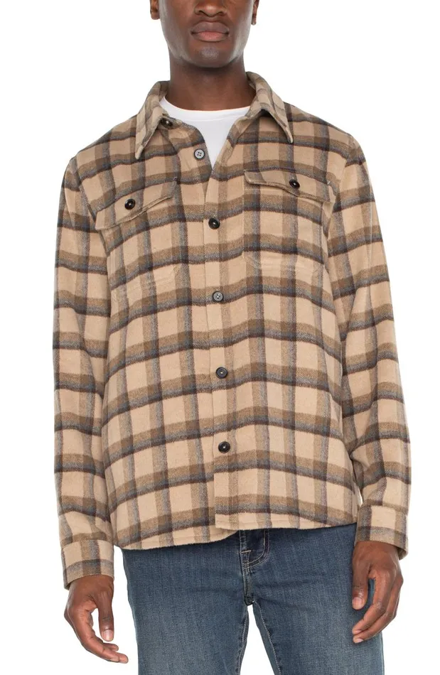 Liverpool Los Angeles Jackets and Blazers SHIRT JACKET Tan Brown Multi 8211 Mens